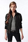 Womens Faux Leather Bomber