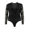 image of wholesale closeout Black Plus Size Women Long Sleeve Bodysuit