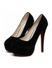 image of wholesale closeout black suede red bottom heels